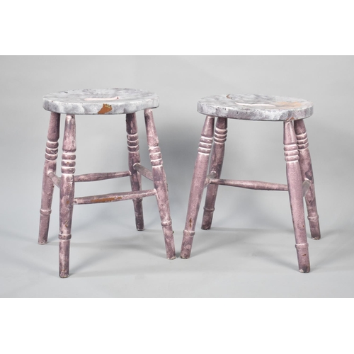 537 - A Near Pair of Painted Oval Topped Stools, 35cm Wide