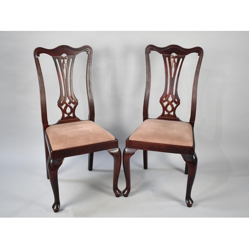 539 - A Pair of Modern Mahogany Framed Side Chairs