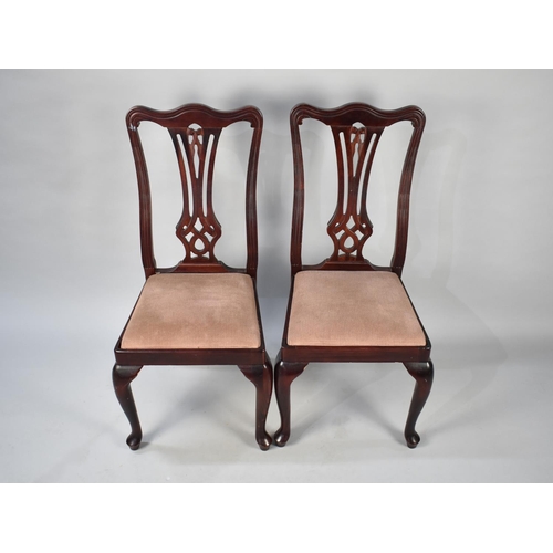 539 - A Pair of Modern Mahogany Framed Side Chairs