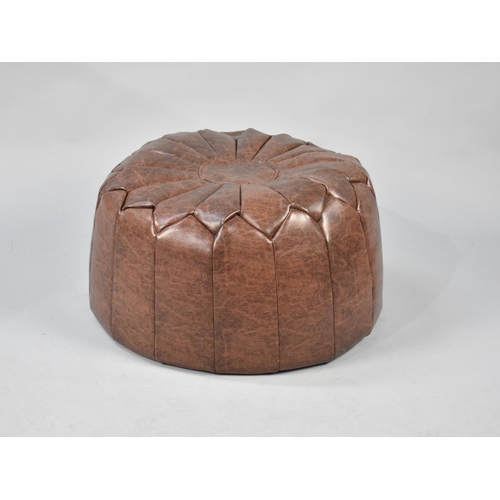 540 - A Leather Effect Circular Pouffe, 51cms Diameter