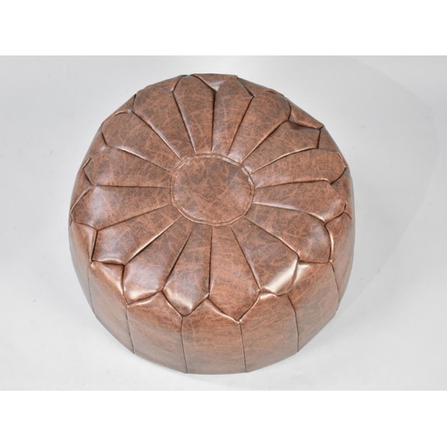 540 - A Leather Effect Circular Pouffe, 51cms Diameter