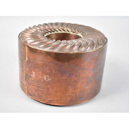 57 - A 19th Century Copper Circular Jelly Mould, Monogrammed JG, 15.5cms Diameter