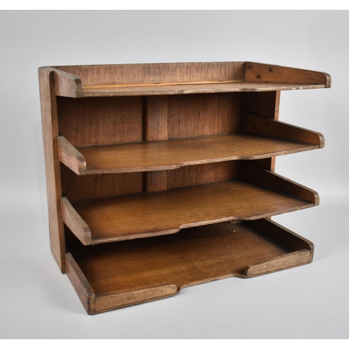 64 - An Edwardian Desktop Four Shelf Stationery Rack, 41cms Wide and 33cms High