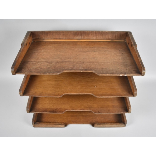 64 - An Edwardian Desktop Four Shelf Stationery Rack, 41cms Wide and 33cms High