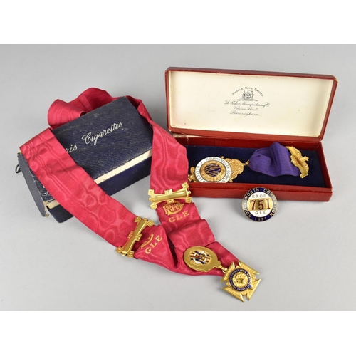 67 - A Collection of Various Royal Ancient Order of Buffaloes Enamelled Jewels, Lapel Badge and Ribbons