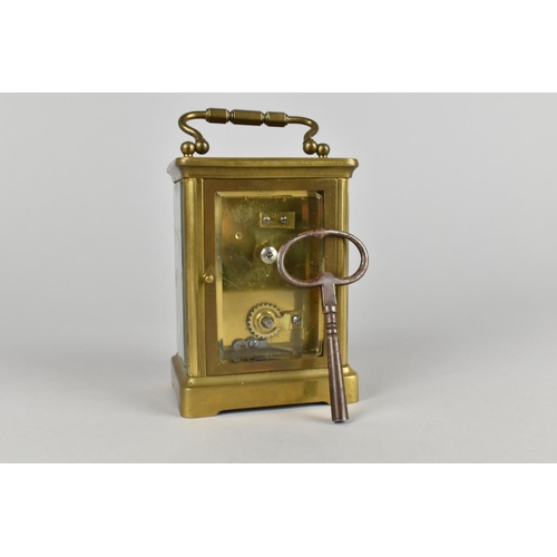 7 - An Early/Mid 20th Century Brass Cased Carriage Clock, Working Order and with Key