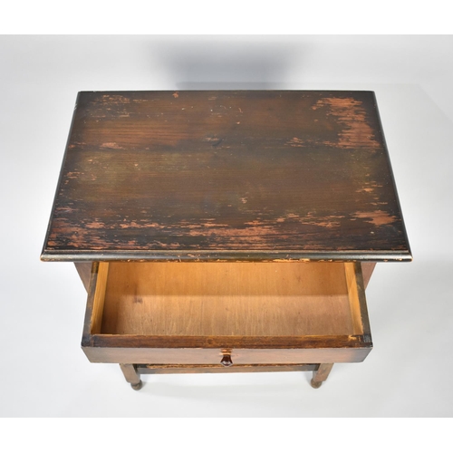 75 - A Mid 20th Century Oak Barley Twist Rectangular Side Table with Single Drawer, 61cms Wide