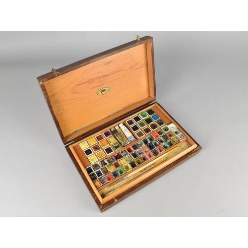 8 - A Winsor & Newton Watercolour Paint Box with Removable Tray, Watercolours, Brushes Etc, 28.5cms Wide