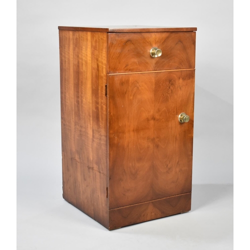 96 - A Mid 20th Century Walnut Bedside Cabinet with Top Drawer. 36.5cms Wide