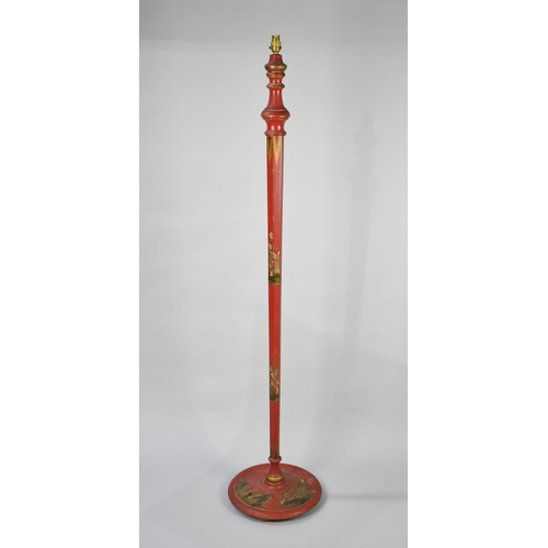 98 - An Edwardian Chinoiserie Standard Lamp with Tapering Hexagonal Supports