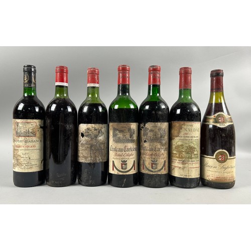 128 - A Collection of Seven Bottles of Red Wine to Include Chateau Canteloup 1966, Chateau Le Menaudat 198... 