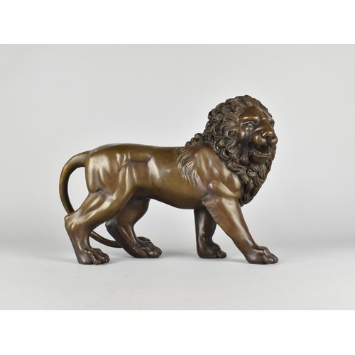 69 - A Large Heavy Bronze Study of The Medici Lion, 31cms Long