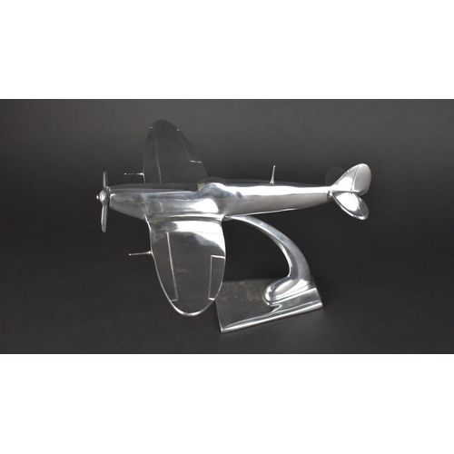 149 - A Modern Chromed Model of Spitfire in Flight, 30cms Long