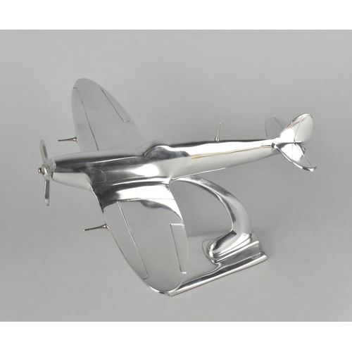 149 - A Modern Chromed Model of Spitfire in Flight, 30cms Long