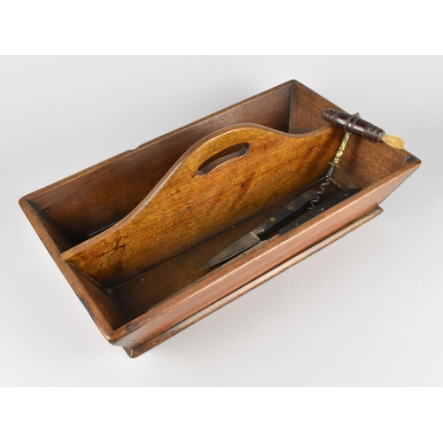 1 - A 19th Century Two Division Cutlery Tray Containing Corkscrew with Brush and Joseph Fenton and Sons ... 