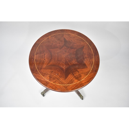 101 - A Modern Circular Topped String Inlaid Occasional Table, 52cms Diameter and 49cms High