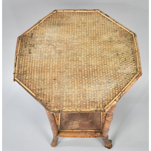 106 - A Vintage Bamboo Octagonal Topped Occasional Table, in Need of Some Attention, 45cms Wide