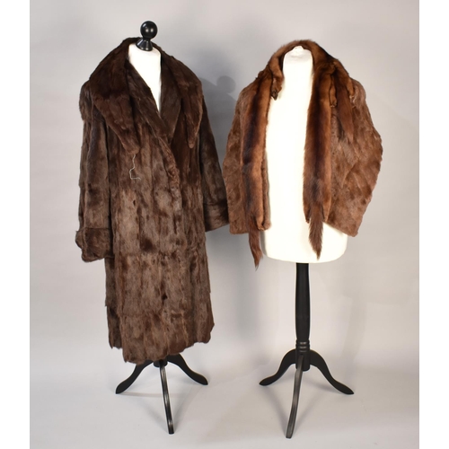 113 - A Vintage Ladies Fur Coat by Kendal Milne together with Three Stoles