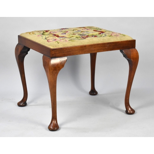 114 - A 20th Century Tapestry Topped Stool on Cabriole Supports