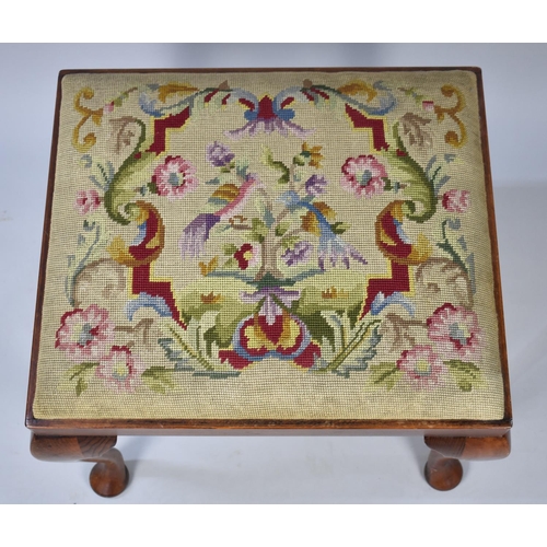 114 - A 20th Century Tapestry Topped Stool on Cabriole Supports