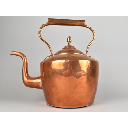 117 - A Large Copper Kettle with Acorn Finial, 36cms High