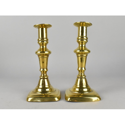 125 - A Pair of Victorian Brass Candlesticks, 17.5cms High