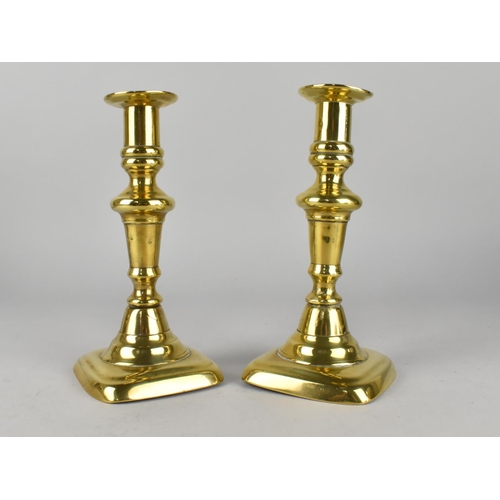 125 - A Pair of Victorian Brass Candlesticks, 17.5cms High