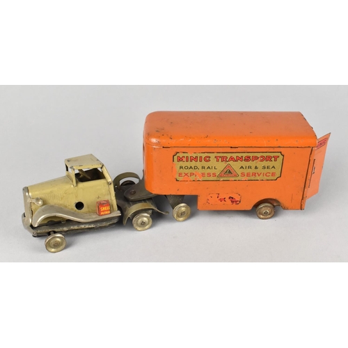 129 - A Minic Clockwork Tinplate Transport Lorry, Condition Issues and No Tyres