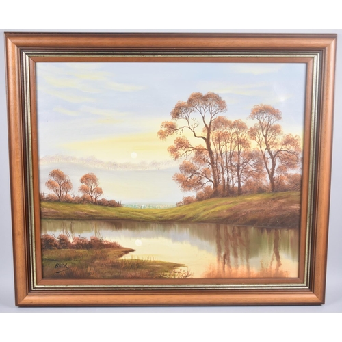 142 - A Framed Oil on Canvas Signed Beck, Autumn Evening Scene, 60x50cms