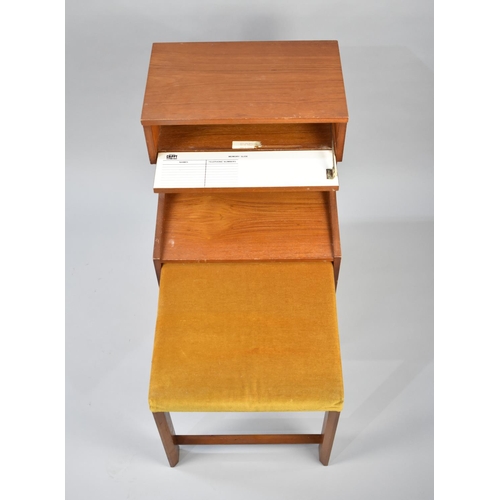 147 - A 1970s Telephone Seat with Single Drawer and Pull Out Stool, 42cms Wide