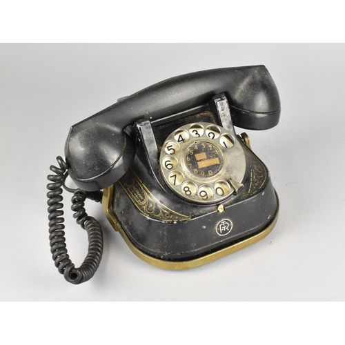 148 - A Vintage Belgian Bell Telephone with Brass Carrying Handle and White Star Logo to Reverse