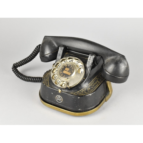 148 - A Vintage Belgian Bell Telephone with Brass Carrying Handle and White Star Logo to Reverse