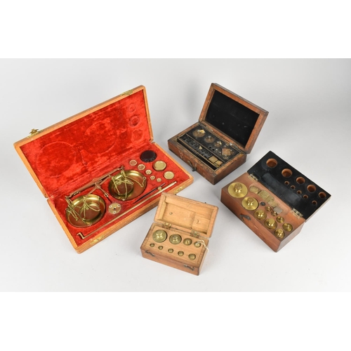 159 - A Collection of Various Edwardian and Later Cased Sets of Scientific Weights and a Cased Pan Scale a... 