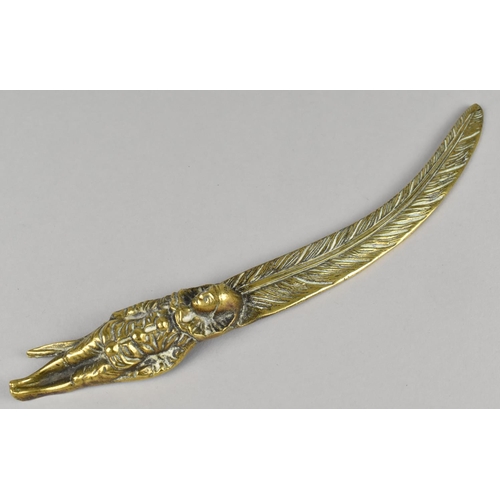 17 - A Late 19th/Early 20th Century Cast Brass letter Opener in the Form of Pierrot Clown with Feather as... 