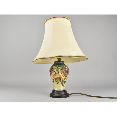 175 - A Modern Moorcroft Table Lamp, Anna Lily Pattern, Complete with Shade, Overall Height 41cms