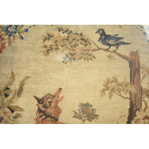 176 - A Framed 19th Century Tapestry, The Fox and The Crow, 35.5cms Square