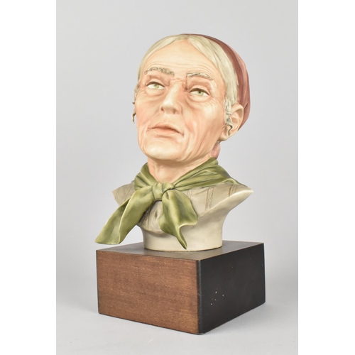 183 - A Signed Sandro Maggiou Capodimonte Bust Set on Wooden Plinth, 27cms High