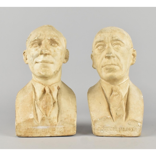 187 - A Set of Four Plaster Busts of Cinema Stars, Ronald Coleman, Jack Hulbert, Maurice Chevalier and Gor... 