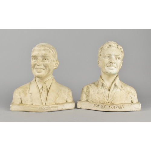 187 - A Set of Four Plaster Busts of Cinema Stars, Ronald Coleman, Jack Hulbert, Maurice Chevalier and Gor... 