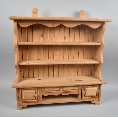 189 - A Modern Wall Hanging Novelty Shelf Unit in the Form of a Pine Dresser, 50cms Wide