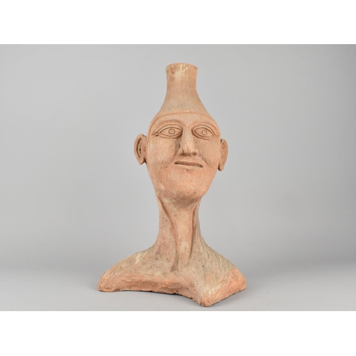 191 - A Studio Pottery Terracotta Lamp Base in the Form of a Bust, 33.5cms High