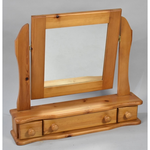 193 - A Modern Pine Dressing Table Mirror with Three Drawers to Base, 70cms Wide