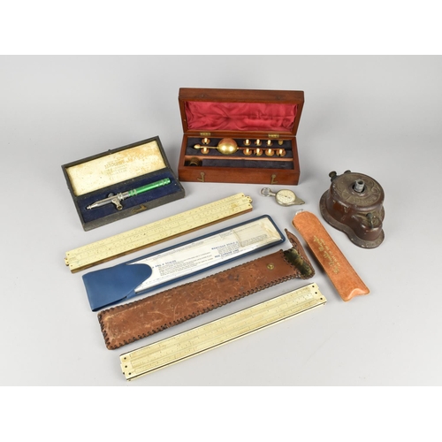 200 - A Collection of Various Vintage Curios to include Sikes Hydrometer by Casartelli, Scale Rules, Magni... 