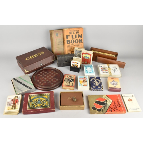 218 - A Collection of Various Sets of Playing Cards, Solitaire Board, Dominoes, Books on Games Etc