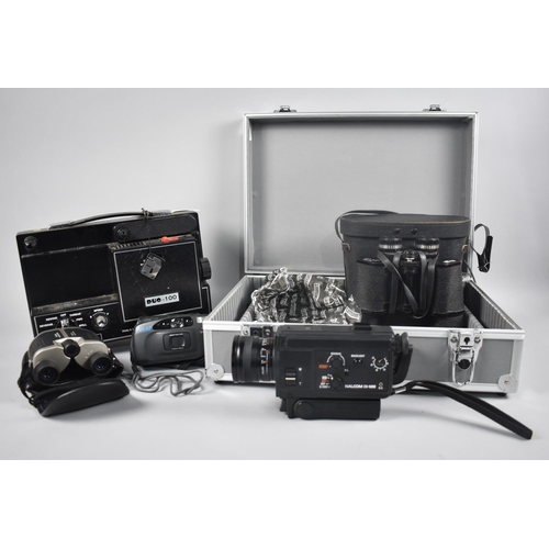 235 - A Modern Flight Case Containing Binoculars, Camera Nalcom EX-500 together with a Duo-100 8mm Film Pr... 