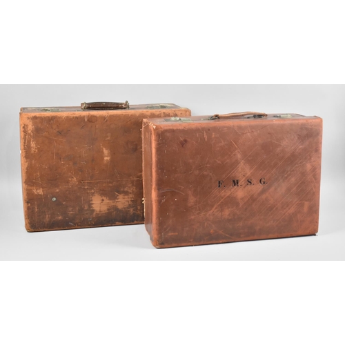 245 - Two Vintage Leather Suitcases, 51cms Wide