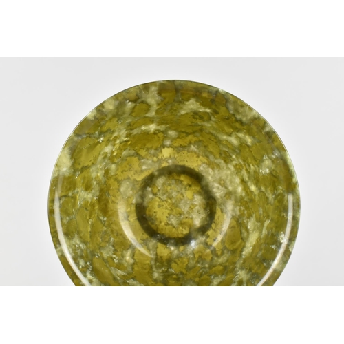 268 - A Chinese Spinach Green Jade Bowl with Flared Rim on a Ring Foot, 10cm diameter