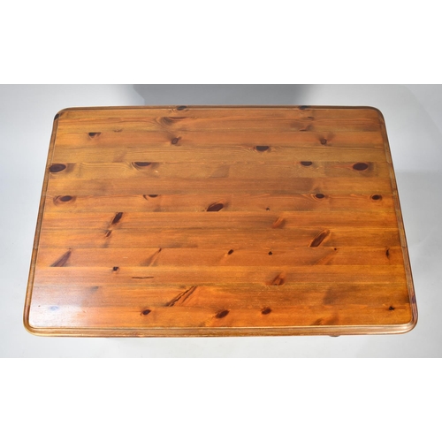 28 - A Modern Stained Pine Rectangular Coffee Table with Single Long Drawer, 89cms Wide