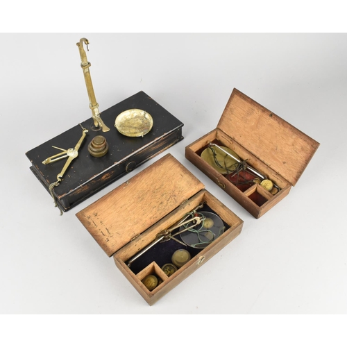 29 - A Collection of Three Jewellers or Apothecary Pan Scales, All 19th Century and in Boxes