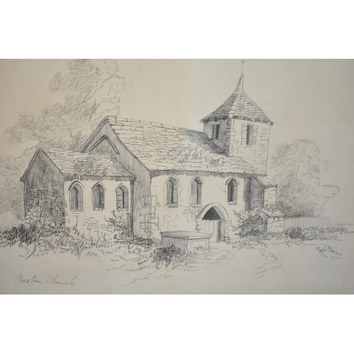 309 - A Pair of Framed Sketches, Church and Lake Scene with Boat, Subjects 33x22